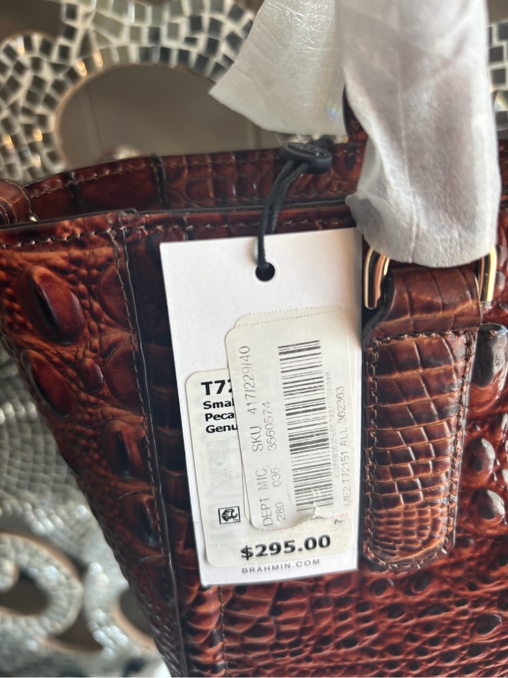 ⭐️Brahmin Deep Chestnut Croc-Embossed Satchel - Picture 4 of 12